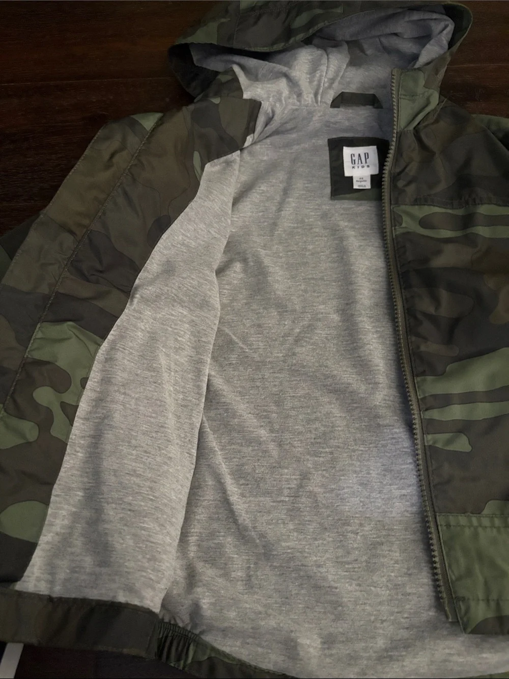 GAP Boys Green and Olive Camo Hooded Jacket